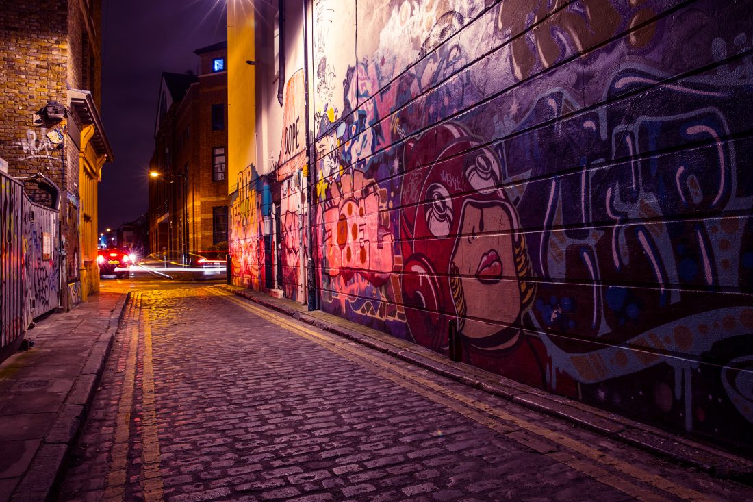 Free stock image of Side Street By Night