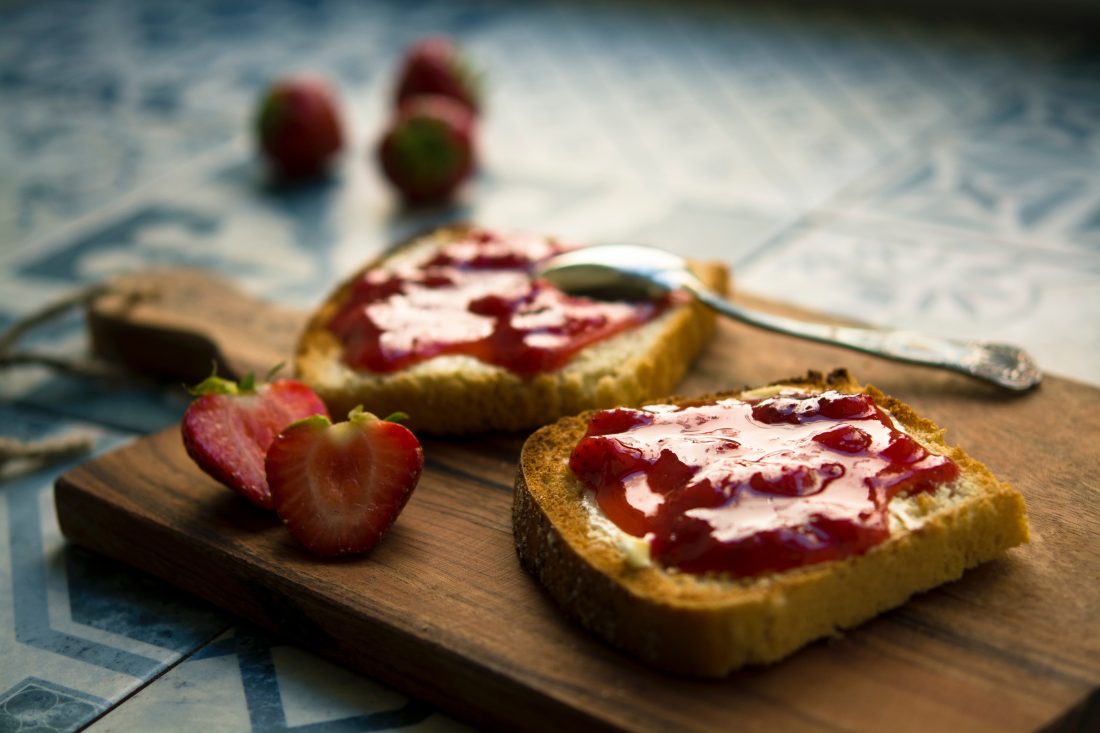 Free stock image of Strawberry Jam on Toast