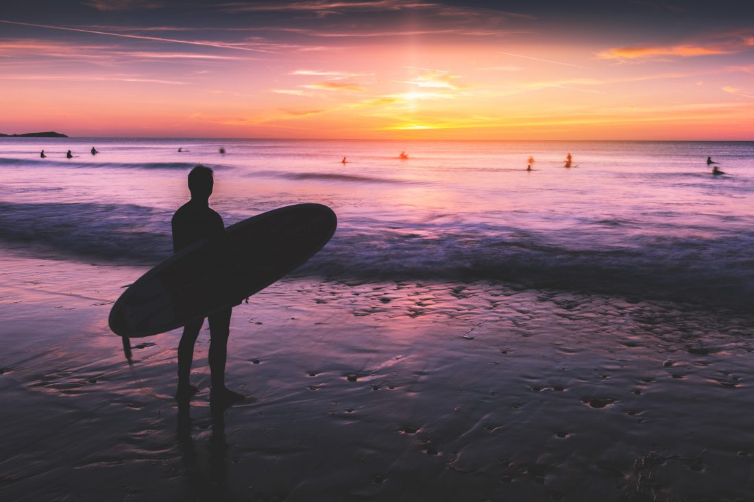 Free stock image of Surfer At Sunset