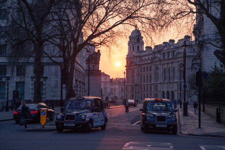 Taxis At Sunset