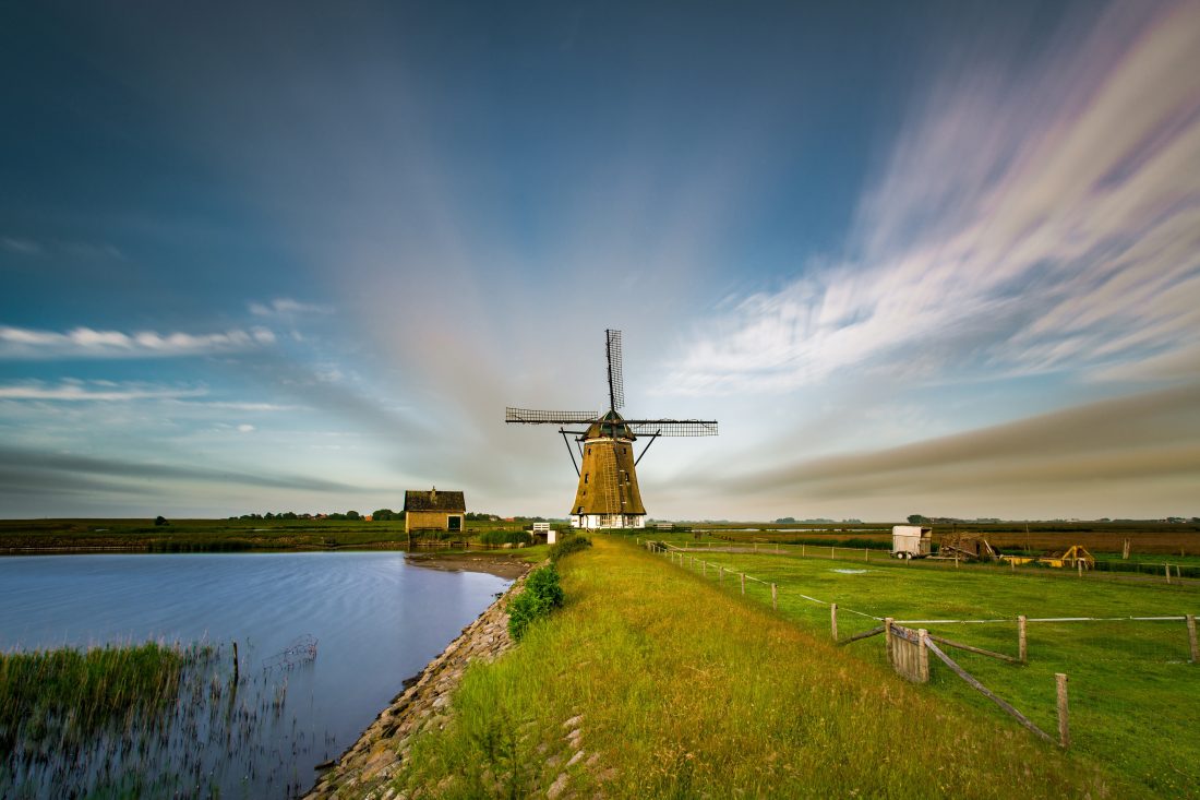 Free stock image of Windmill on Lake