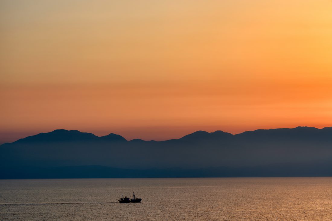 Free stock image of Boat Mountain Sunset