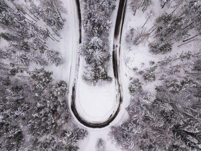 Aerial Winter Road