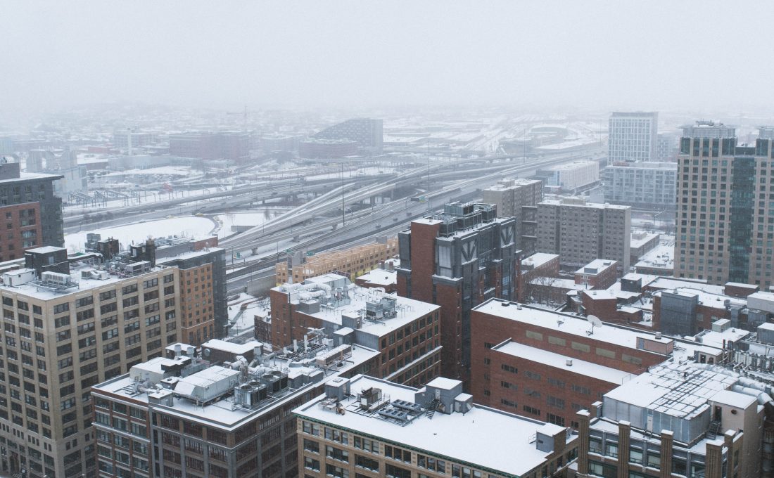 Free stock image of Aerial City Snow