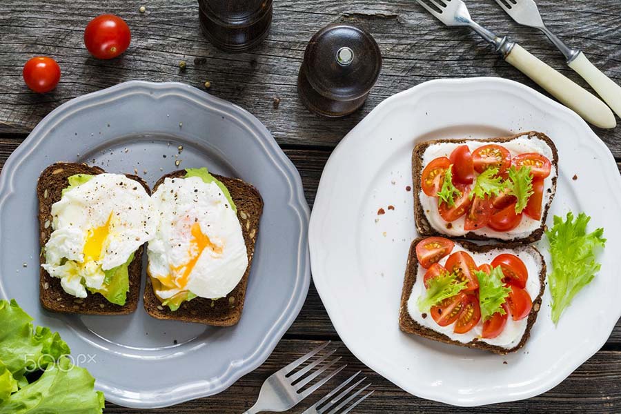 Healthy Breakfast Toasts plate photos