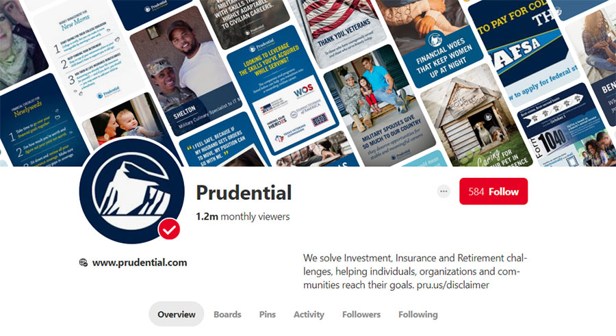 Prudential's Pinterest Page