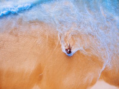 Man on Beach Aerial