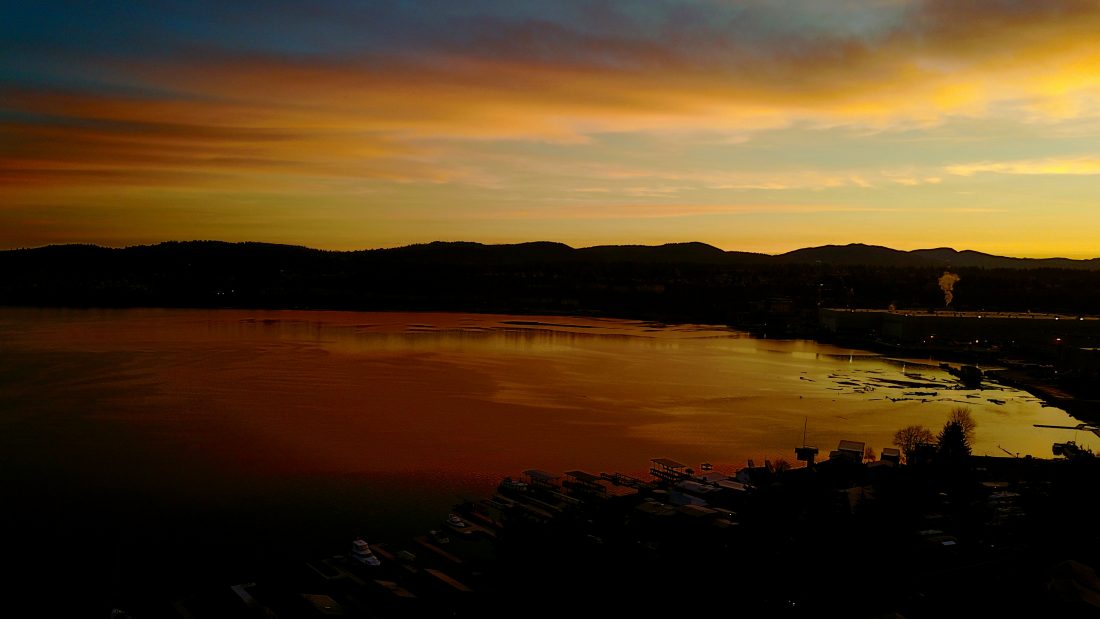 Free stock image of Aerial Sunset Lake