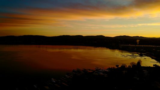 Aerial Sunset Lake