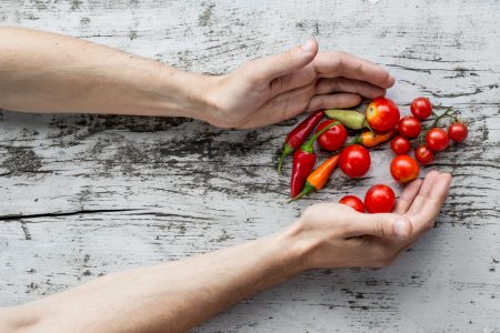 Hands and Rustic Vegetables