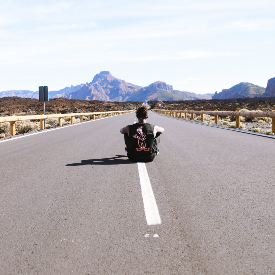 Free stock image of Man in Road and Mountains