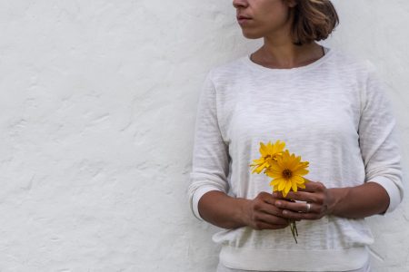 Woman Holding Flowers