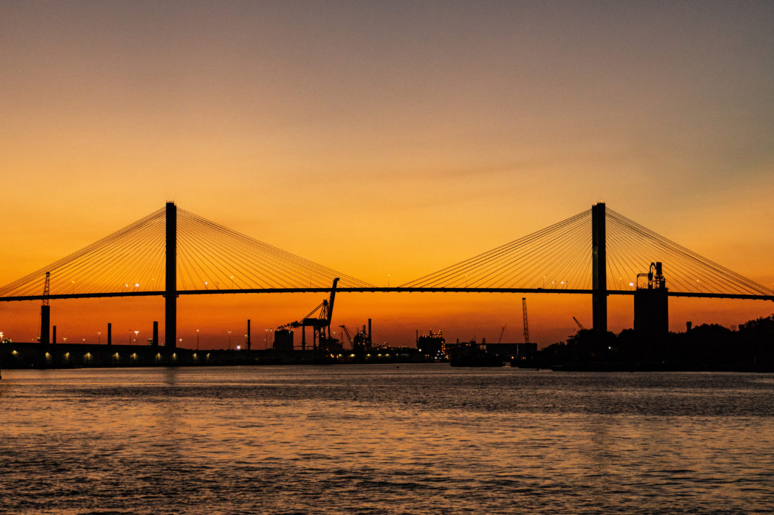 Orange Sunset Bridge - Free Virtual Backgrounds