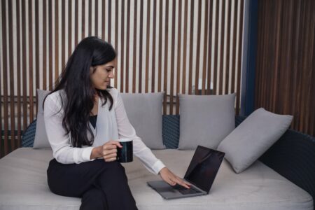 Woman Laptop Sitting