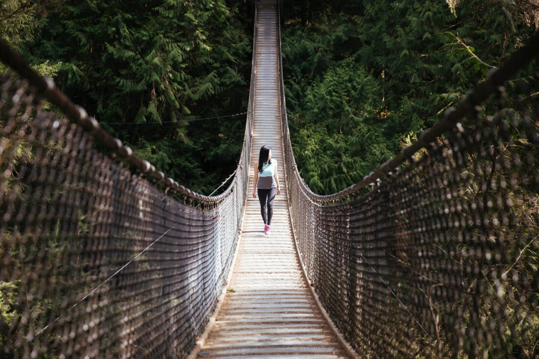 Free stock image of Woman Bridge Hiking
