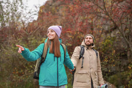 Couple Hiking Happy