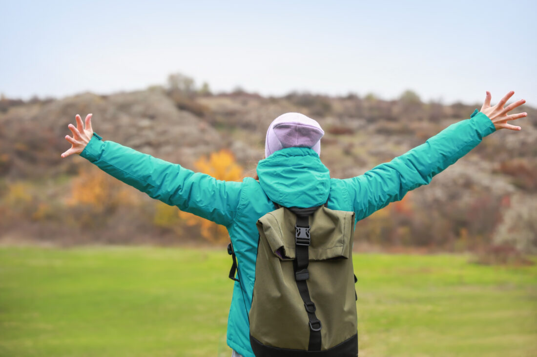 Free stock image of Woman Hiking Backpack